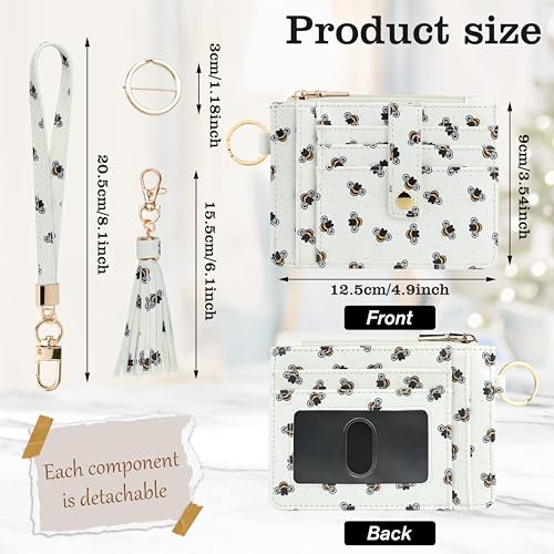 Image of KNGITRYI Small Wristlet Wallets for Women RFID Credit Card Holder Wallet Keychain Wristlet Wallet Credit Card Wallets for Women (bee)