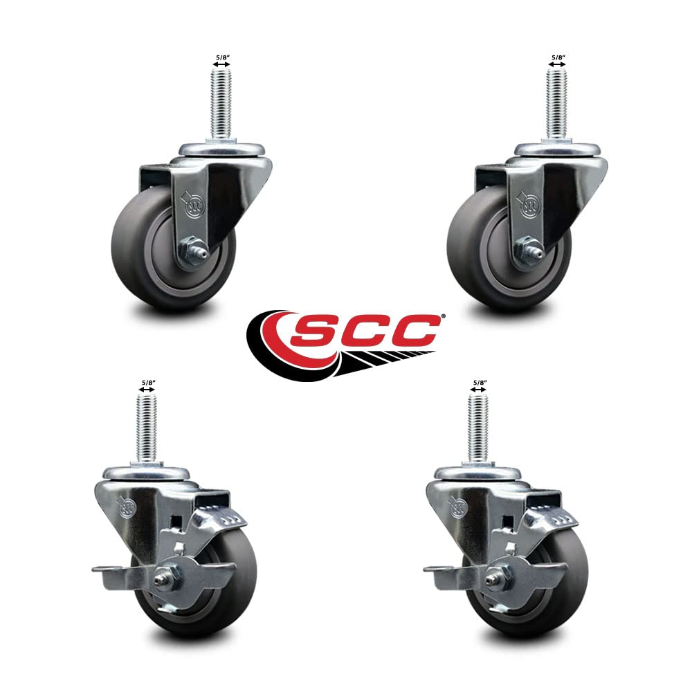 Thermoplastic Rubber Swivel Threaded Stem Caster Set of 4-3