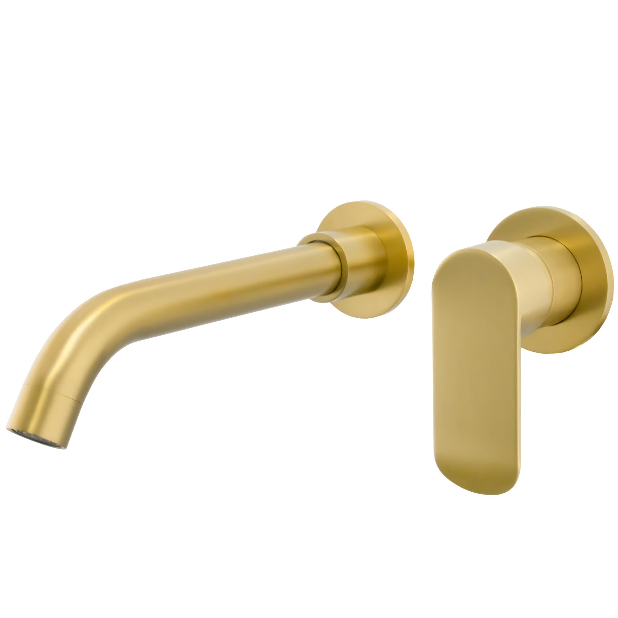 VALAZ Grifo Lavabo Oro Mate Cepillado Empotrado | Monomando, Mezclador Agua Fría y Caliente, Ahorro de Agua | Instalación Fácil y Rápida | Latón, Inoxidable, Elegante, Redondo, Serie Tuejar