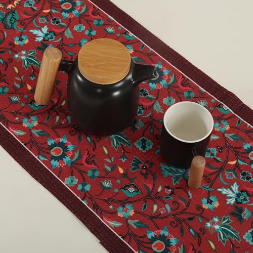 Image of Homerz Premium Runner for Dining Table, 13x72 inch Size, Smooth Velvet Fabric, Antiskid Backing (Lal Bagh)