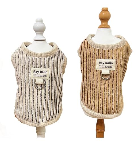 Morycat犬服 暖かい 秋冬 ペットウェア Dカン付き ジャケット 厚手 袖なし ドッグウェア 可愛い タンクトップ 裏起毛 防寒 暖かい 軽量 着脱簡単 ?外 お散歩 洋服 人気 小中型犬 (ベージュ,L)