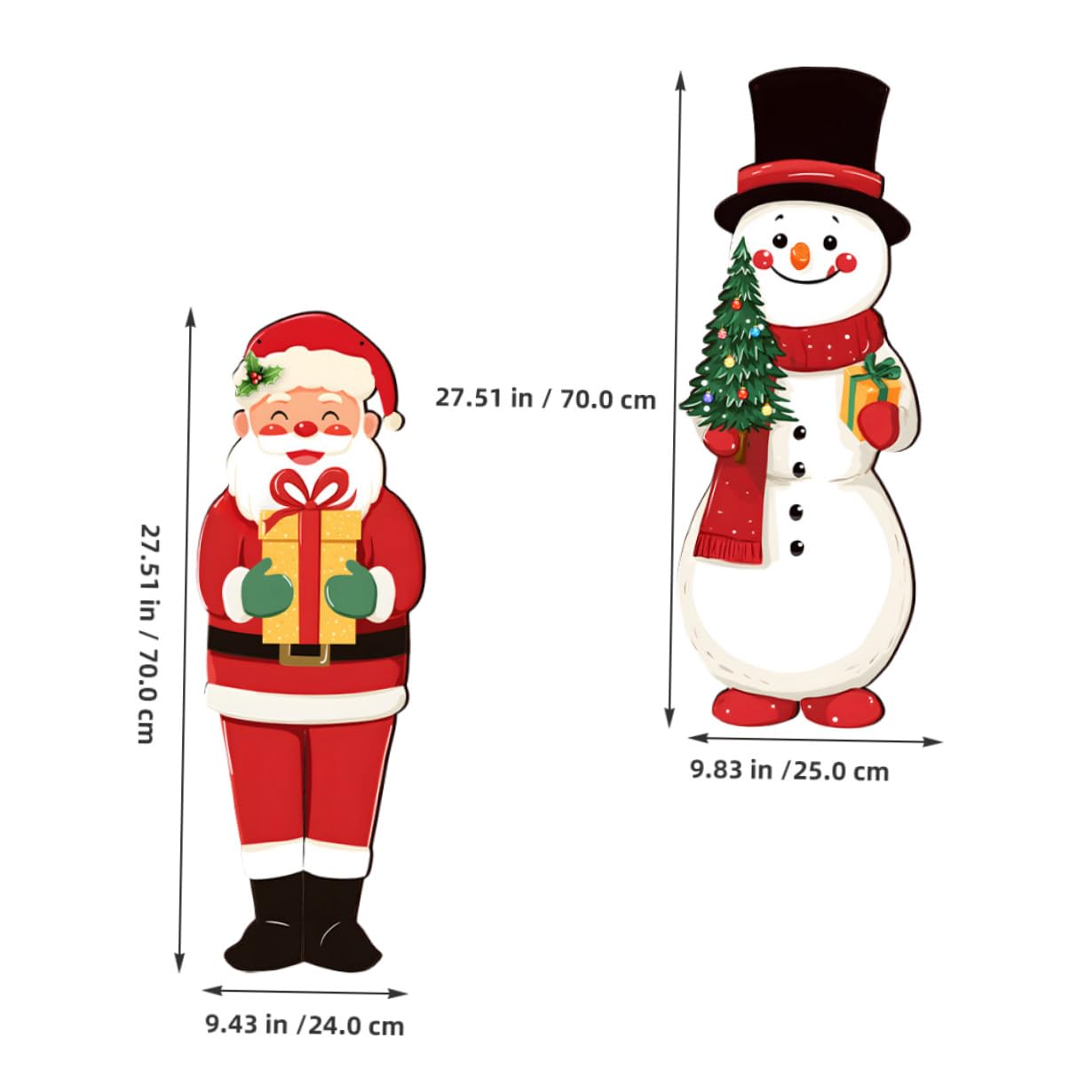 Santa Claus und Schneemann aus Stabilem Holz Leichte Hängedeko für Wand Fenster und Veranda Passend für Traditionelle und Moderne Festtagsatmosphäre