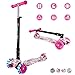 WeSkate - Patinete Niños Patinete de 3 Ruedas Plegables con Ruedas Luminosas y Manillar Ajustables para Niños y Niñas de 4 a 12 Años Multicolor e Impreso (Rosado)