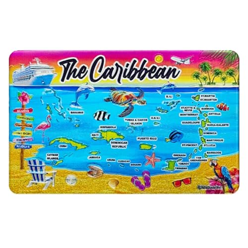 Imán decorativo mapa isla Caribe rectangular miniatura 1