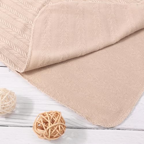 Image of DRESHOW BQUBO Newborn Receiving Blankets Cotton Warm Sleepsack with Mittens & Bow Hats Hospital Baby Swaddling Shower Gift