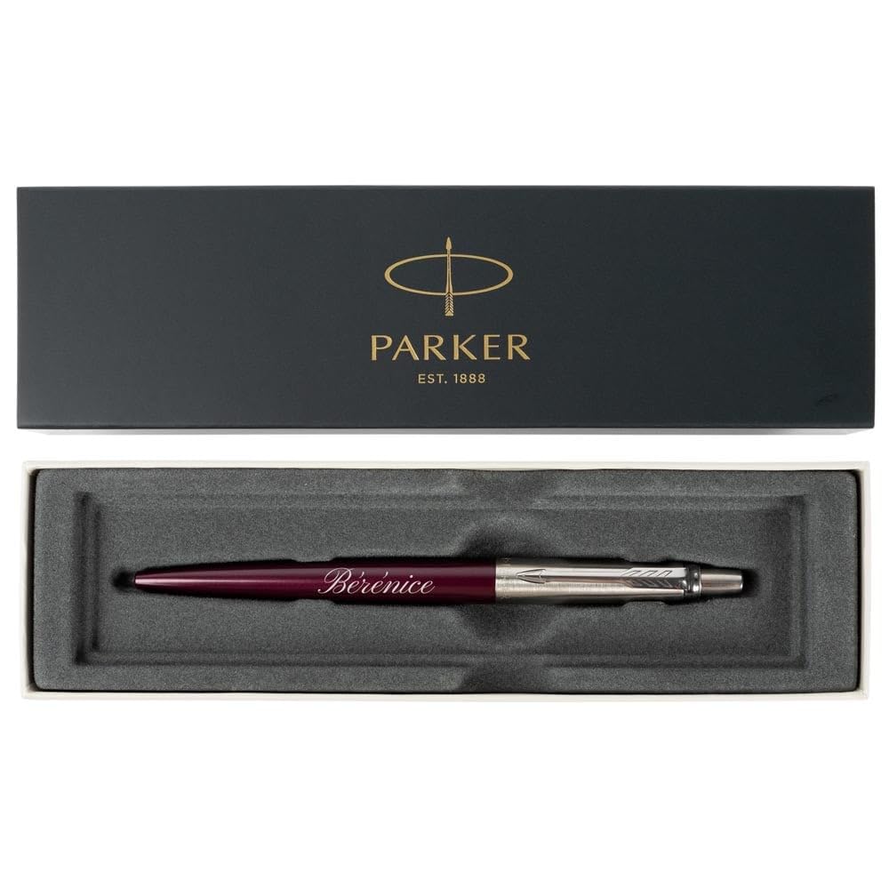 Ocadeau Biros personalizados creados a partir de un bolígrafo Parker Jotter violeta con texto grabado - Biros personalizados Jotter Core violeta