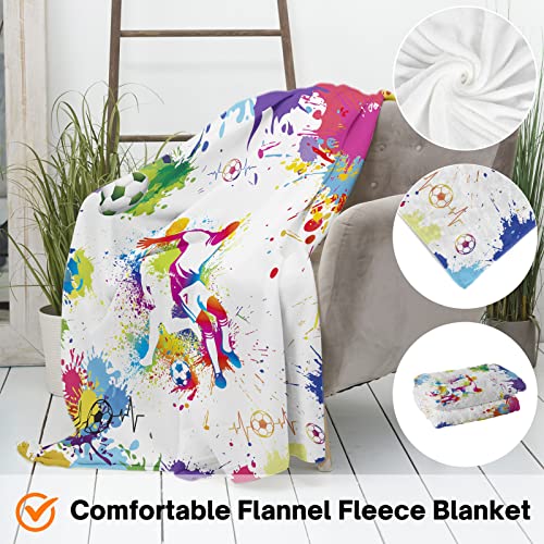 Domgoge Soccer Blanket Adult Kids Football Blankets Ball Throw Tie Dyed Soft Flannel Fleece Gifts for Team Player Sport Fans 3D Printed Couch Sofa - Image 3