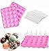 20 Cavité Moulle à Pop Cake,Moule à Sucettes,Moulle Pop Cake Silicone,Cake Pop Moulds avec 20 Pièces Bâtonnets pour Petits Gâteaux,Bonbons,Chocolat et Gelée