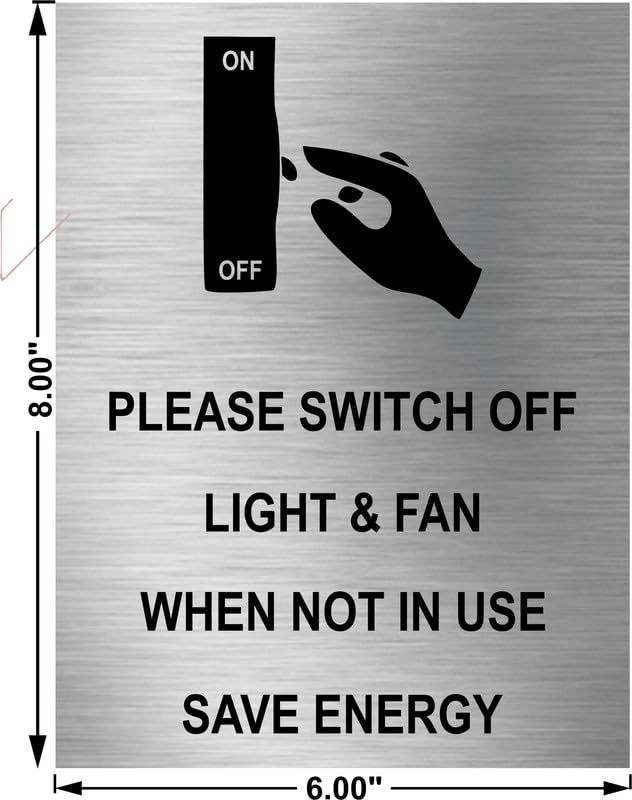 Image of Switch Warning Sign Board | Safety Sign Plate for Electrical Room, Factory & Control Panel | Digital Electric Switch Display Board | Stainless Steel Metal | 6 x 8 Inch