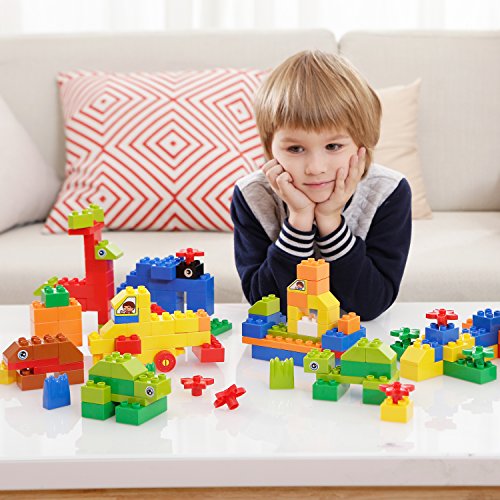Big Building Block Set - 214 Pieces Toddler Educational Toy Classic Large Size Building Block Bricks - 13 Fun Shapes And Storage Bucket - Compatible With All Major Brands Bulk Bricks Set For Aged 3+ #TOP4