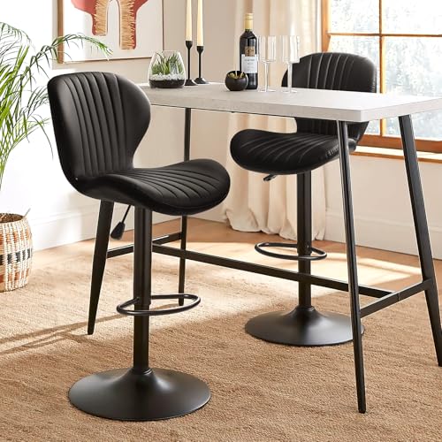 Image of Waleaf Swivel Bar Stools Set of 4, Adjustable Counter Height with Backrest
