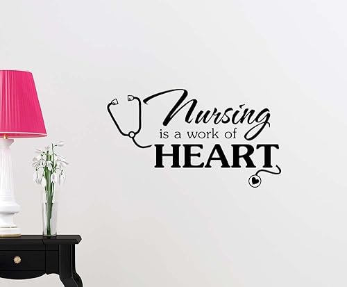 Simple Expressions Arts Calcomanía de vinilo de pared con texto en inglés "Nursing is a Work of Heart" ("Nursing is a Work of Heart")
