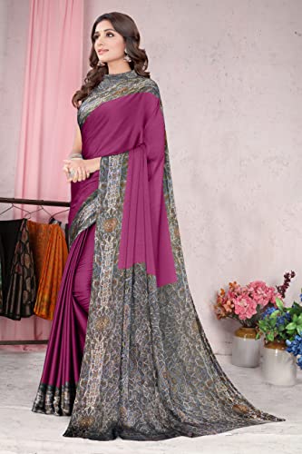 Image of MIRCHI FASHION Women Saree Abstract Print Chiffon | Breathable Lightweight Casual Sari for Regular Use and Office with Unstitched Blouse (Available in 25 Colors)