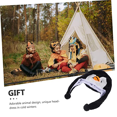 Adorable Penguin Animal Hat Plush Ski Style for Adults Boys and Girls Cartoon Earflap Hood Warm Neck Face Ears Accessory Multi3