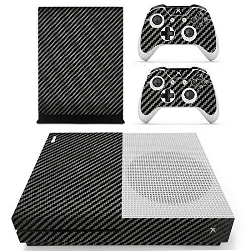 Adventure Games - Carbon Fiber, Black - Vinyl Console Skin Decal Sticker + 2 Controller Skins Set - Compatible with XBOX ONE S gaming console systems