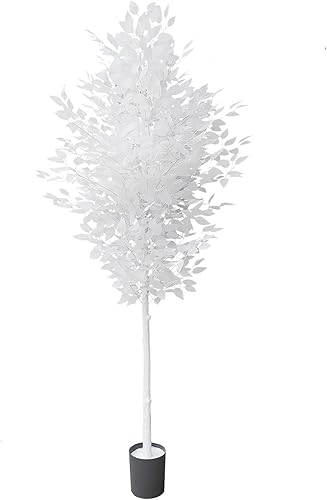 Árboles de ficus artificiales de 6 pies, planta falsa blanca grande para decoración de bodas en interiores del hogar