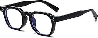 AIEYEZO Retro Blue Light Glasses for Men Women Square Thick Framed Eyeglasses Trendy Vintage Computer Glasses