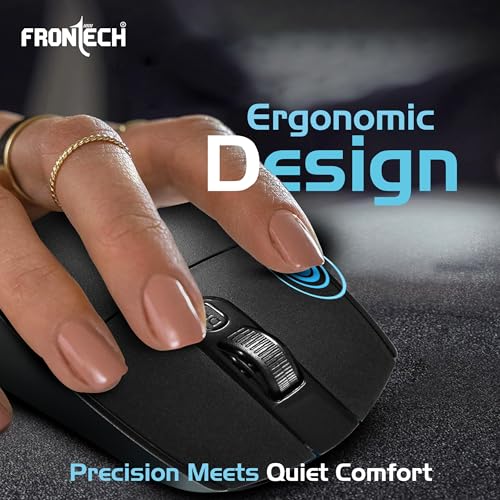Image of FRONTECH MS-0056 Wireless Optical Mouse | 2.4GHz | 1600DPI | USB Nano Receiver | Ergonomic Design | Black