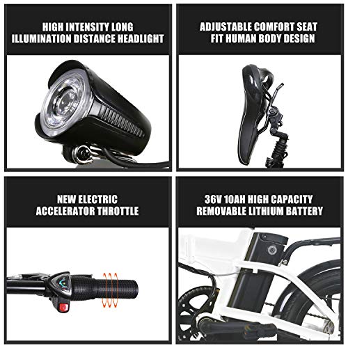 Adsafe Folding Electric Bike 16" 350W Electric Bike Electric Bicycle City Ebike With Removable 36V10.8Ah Battery #TOP4