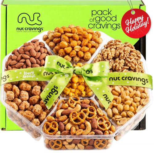 NUT CRAVINGS - Christmas Treats Mixed Nuts Gift Basket (7 Assortments)