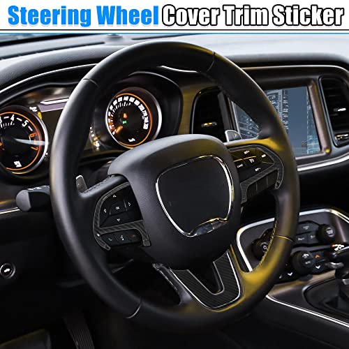 X Autohaux Abs Plastic Carbon Fiber Pattern Black Interior Steering Wheel Cover Trim Set For Dodge Challenger Charger 2015-2020 For Dodge Durango For Jeep Grand Cherokee Srt8 2014-2019 #TOP3
