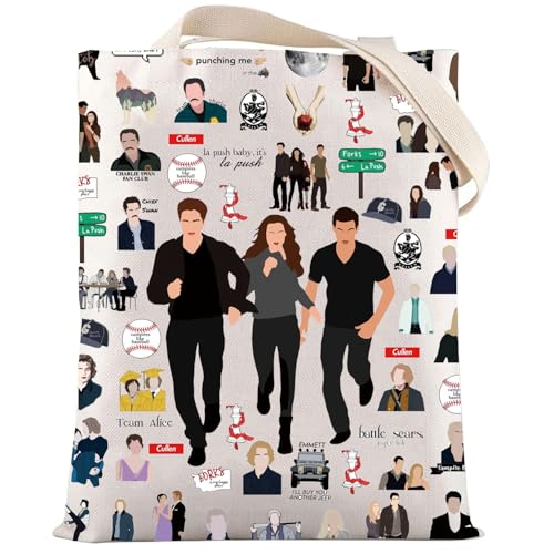 LEVLO Twilight Bella Tote Bag Bella & Edward Fans Gift Bella & Edward Shoulder Bag Vampire Movie Merchandise (Twilight Cullen Tote), Medium