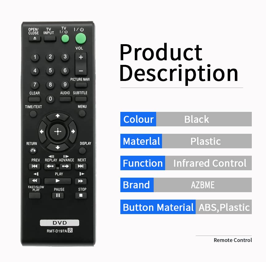 Télécommande RMT-D197A de rechange Sony DVD DVP-SR510H DVP-SR320 DVPSR120 - 4
