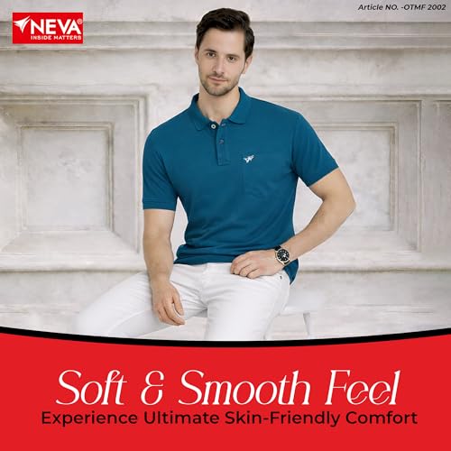 Image of NEVA Men's Regular Fit Half Sleeve Polo Neck T-Shirt with Chest Pocket