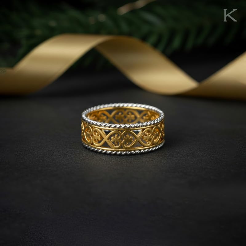 Image of KISNA 9KT / 14KT / 18KT OrnaTwist Yellow Gold Band For Women | S14