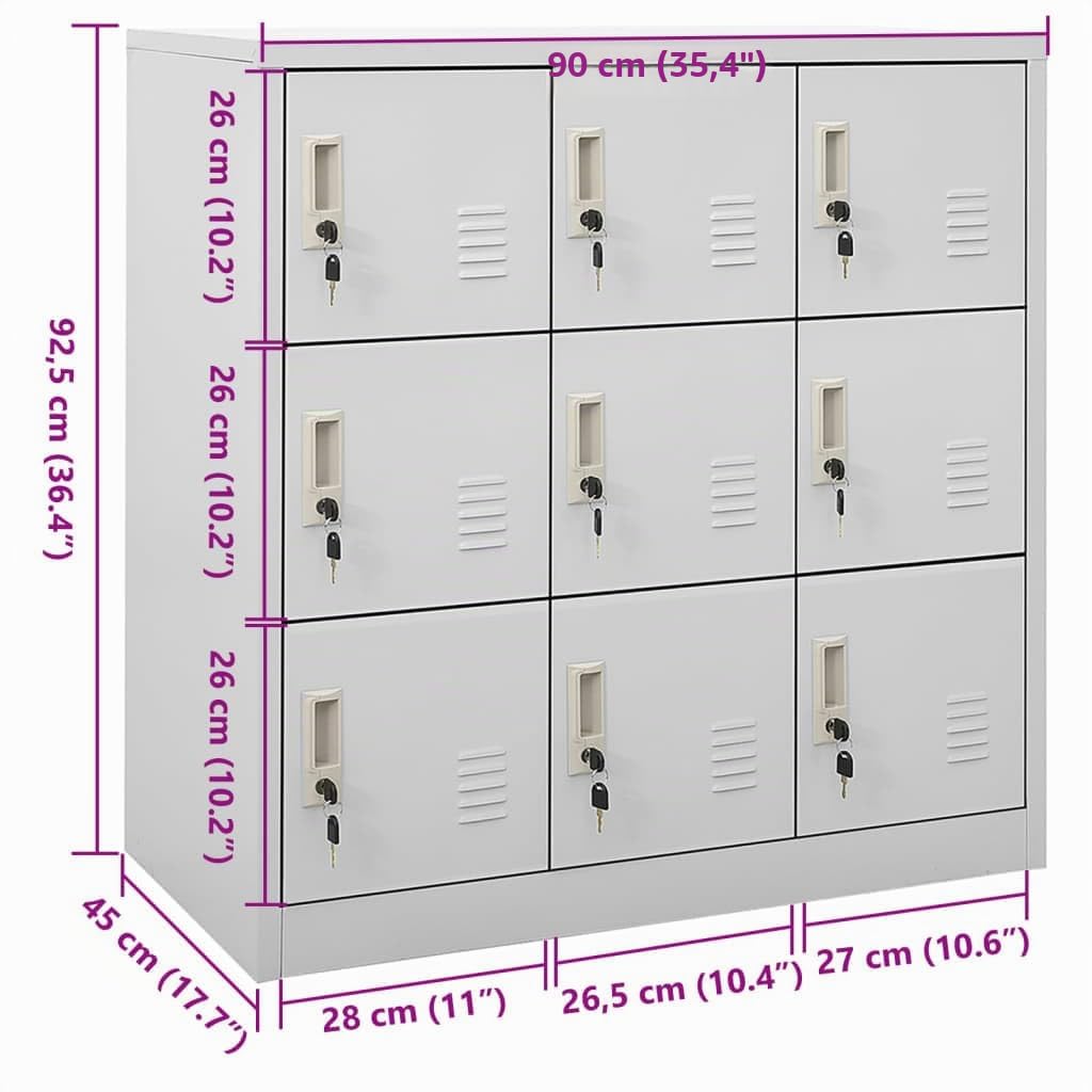 vidaXL Armoire à casiers Gris Clair 90x45x92,5 cm Acier