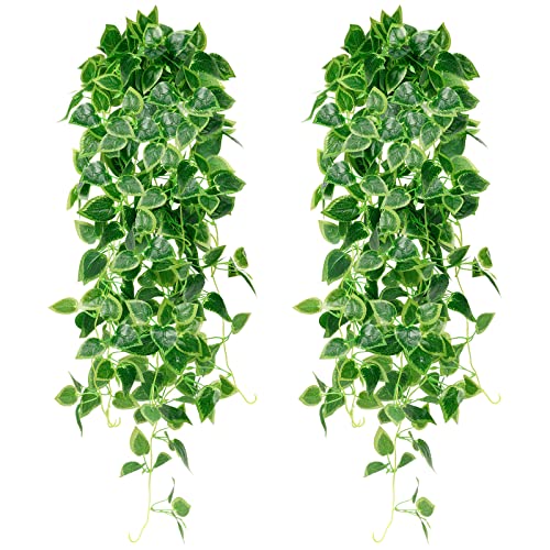 SOMYTING 2 Pièces Plante Artificielle Suspendues Artificiel Fausses Plantes Artificielles Decoration Faux Réaliste Feuille Verte Lierre pour la Maison Jardin Chambre Décorations … Cover