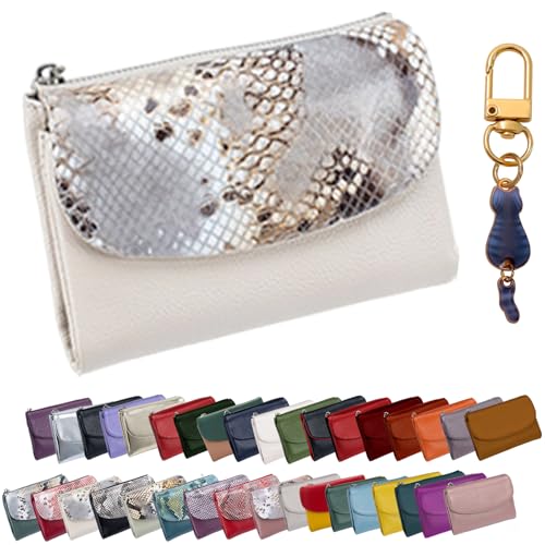 Precious Wallet for Women, Joyfullygo Unisex Pebble Leather Wallet, Short Slim Zipper Coin Purse, RFID Blocking Bifold Pocket Card Case with ID Window (23#)