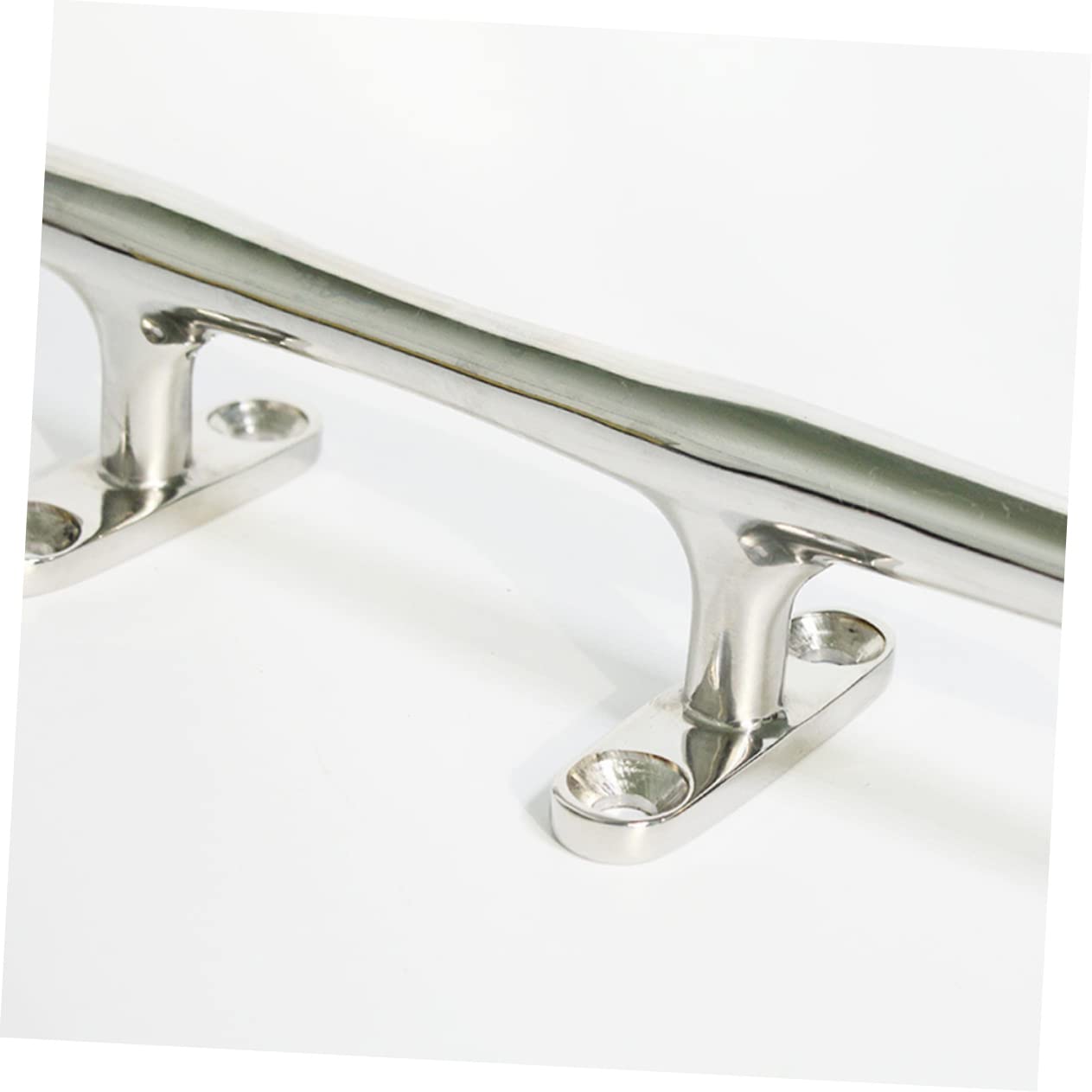 SUPVOX Bitta da Ormeggio in Acciaio Inox, 200mm, 8 Pollici | Forma a Corno, Base Aperta, Grande Area di Fissaggio, Finitura Argento