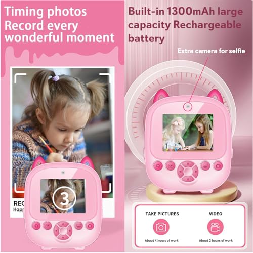 Image of SEZNIK Mini Camera Printer, Click Photo Print, Inkless, Bluetooth HD Printer, Android, iOS. Instant Print (Neo-Pink)