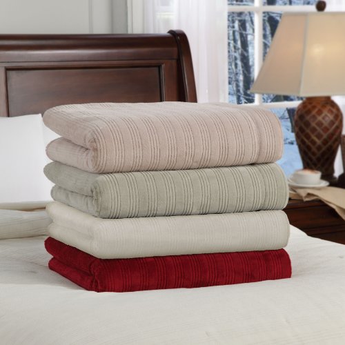 SoftHeat by Perfect Fit | Ultra Soft Plush Electric Heated Warming Blanket with Safe & Warm Low-Voltage Technology, King, Natural