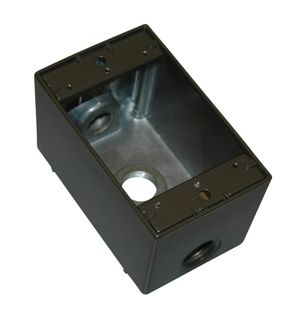 Topaz Electric WB2350B 1/2-Inch 3 Hole Weather Proof Box, Bronze Two Gang-image-12