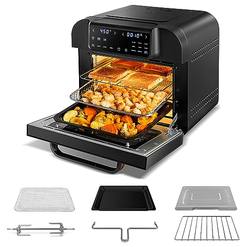 OIMIS Air Fryer Oven, 17QT 10-in-1 Countertop Toaster Oven, Smart Air Fryer Toaster Oven with Rotisserie, Dehydrator, Digital LED Screen, Countertop Convection Oven, 6 Accessories, 1500w, Black, ETL Certified,UPGRADED Panel OIMIS Air Fryer Oven, 17QT 10-in-1 Countertop Toaster Oven, Smart Air Fryer Toaster Oven with Rotisserie, Dehydrator, Digital LED Screen, Countertop Convection Oven, 6 Accessories, 1500w, Black, ETL Certified,UPGRADED Panel