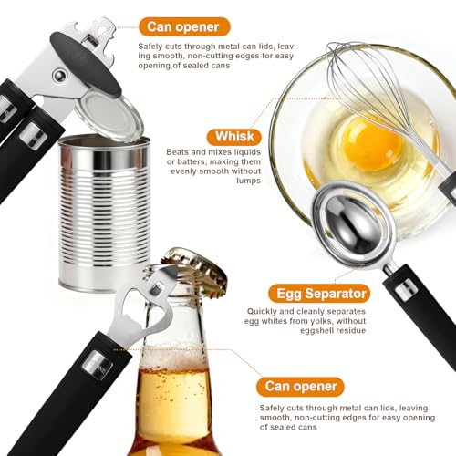 46Pcs 18/8 Stainless Steel Kitchen Utensils Set, Stainless Steel Cooking Utensils, Complete Tools with Metal Kitchen Gadgets for Beginner Cooks, Apartment Dwellers, Homemakers, Dishwasher Safe by FITONE - Image 4