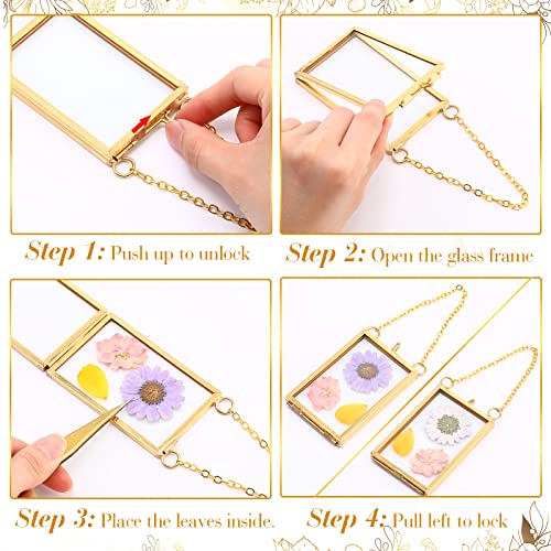 Cadre photo en laiton suspendu avec double vitrage transparent