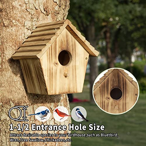 Outdoor Hanging Bird House Outdoor Wooden Bird House Outdoor Wooden Bird House For Cardinals And Bluebirds And Five Houses For Garden And Garden Decoration (One House) #TOP5