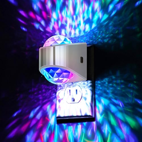 Image of Night Lights Plug into Wall, Star Projector for Bedroom, Silver Night Light Projector for Kids, 9-Color RGB Galaxy Nightlight with Dusk to Dawn Sensor for Bathroom, Home Gaming Room Decor Gifts