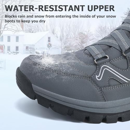Mens Snow Boots Warm Comfortable Winter Boots Outdoor Waterproof Hiking Boots Anti-Slip Lightweight Causal Sneaker..3