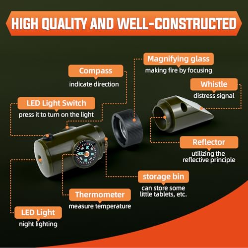 Emergency Survival Whistle, 7-in-1 Outdoor Multifunctional Tool Safety Whistle with Lanyard, Ideal for Kayaking, Boating, Hiking, Camping, Climbing, Hunting, Fishing, Rescue Signaling - Image 5