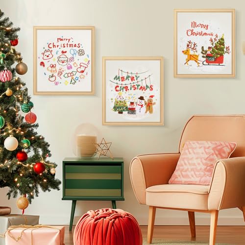 Image of wtisan Christmas Embroidery Kit, Cross Stitch Kits for Beginners, Needlepoint with All Tools & Instructions, Stamped Hand Embroidery Starter Kit for Holiday Crafts & Xmas Home Decor, W13