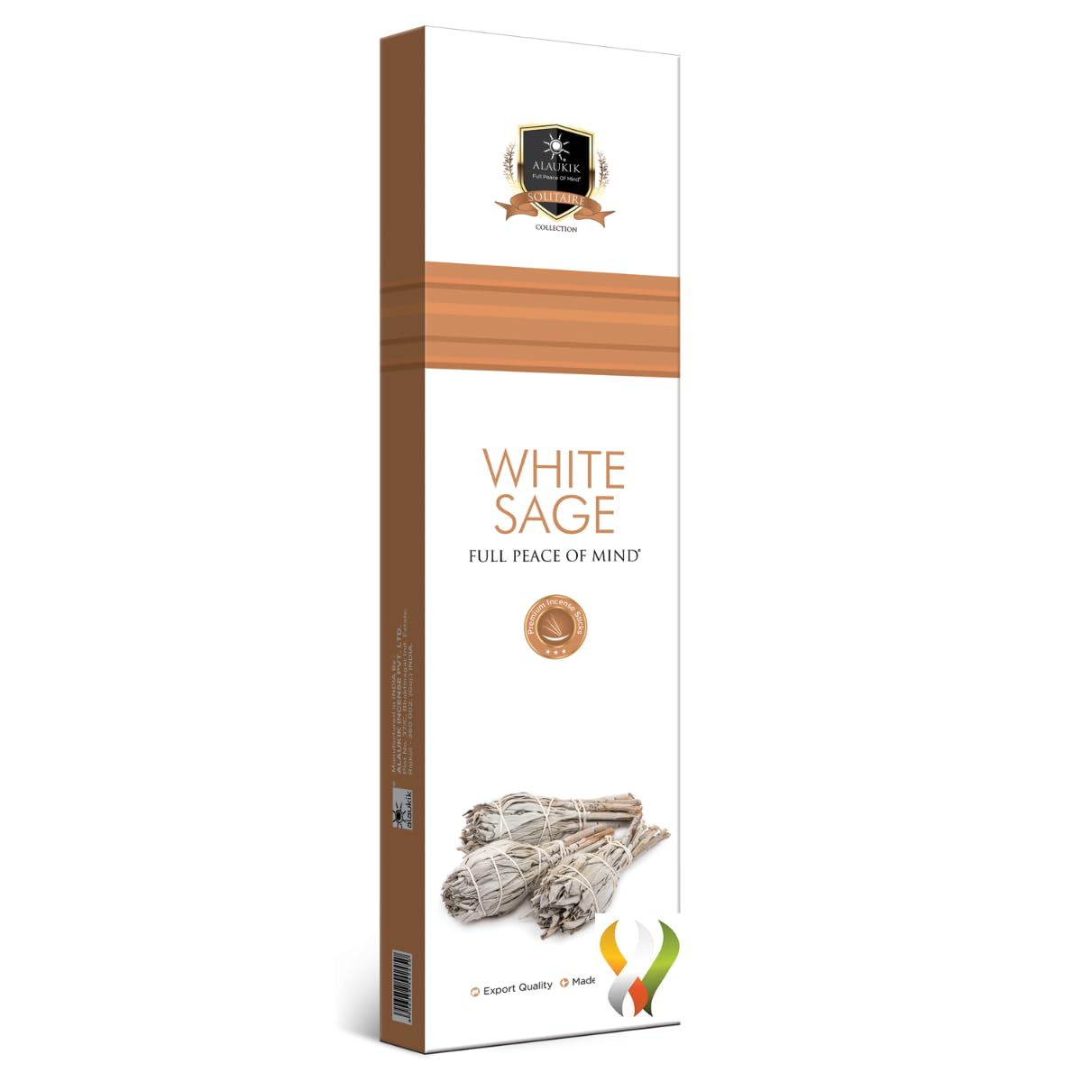 Alaukik White Sage Incense Sticks – 3 Pack Set (50g Each) with JRose Burner | Purifying & Cleansing Aroma | Made in India | Meditation, Yoga, Spiritual Use, Home Fragrance