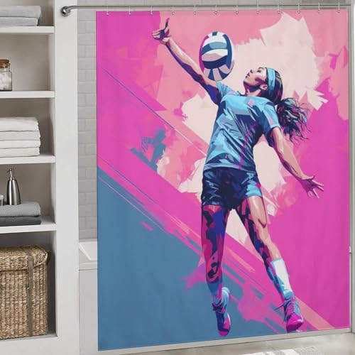 Rideau de douche volley-ball tissu polyester grand format 183x183 cm lavable