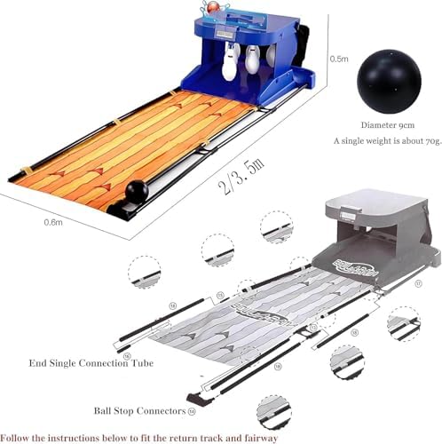 Electronic Bowling Machine, Indoor Bowling Game Console with LED Scoreboard, Automatic Reset 3.5m Bowling Alley Sports Set, Fun Family Entertainment Game