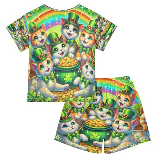 Cat Gold Coins Pajama Set Short Sleeve Summer Pajamas Shorts Sets PJ Clothes Set Soft 5Y2