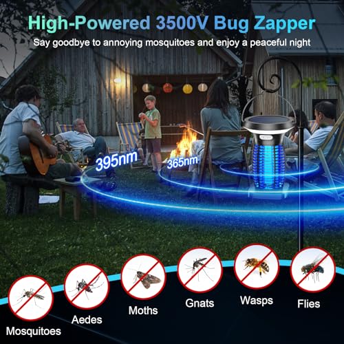 Phatroyyee SE563 Solar Bug Zapper Outdoor, 3-In-1 Mosquito Zapper Outdoor Solar Powered thumb #3