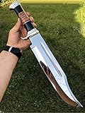 indpt knife 18''Inches Custom Handmade Fixed blade D2 Polish Steel Camping /Hunting Survival Bowie Knife Full Tang Comes With Leather Sheath Cover